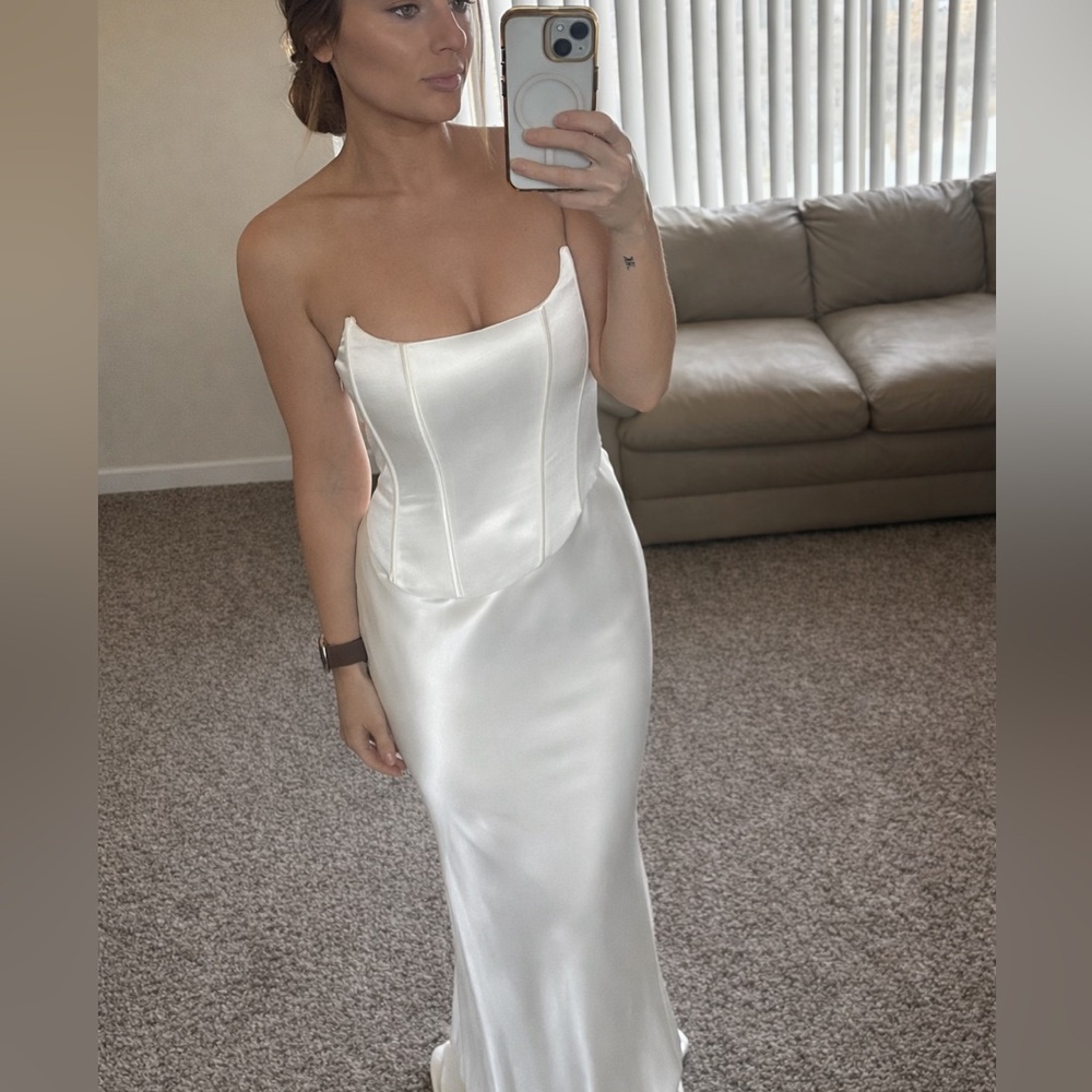 Meshki Strapless Cream Dress